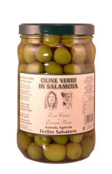 Spezialitäten Oliven aus Sizilien im Wasser 580gr. 